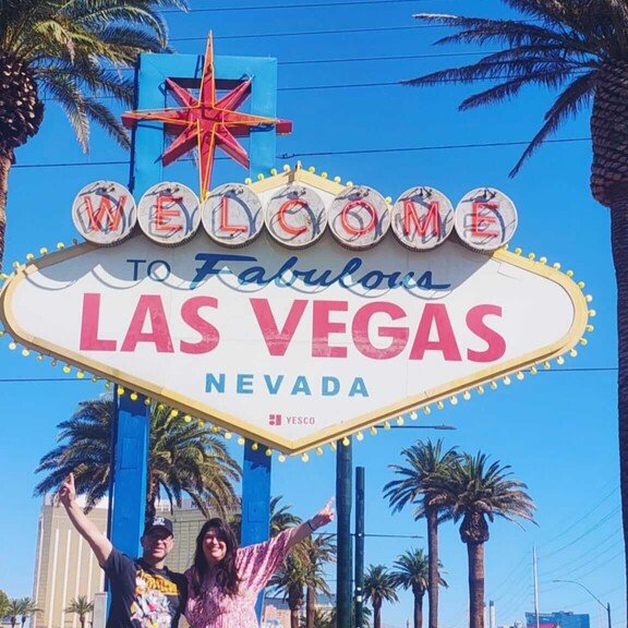 El famoso cartel de Welcome to Fabulous Las Vegas en Nevada durante el viaje a Estados Unidos.